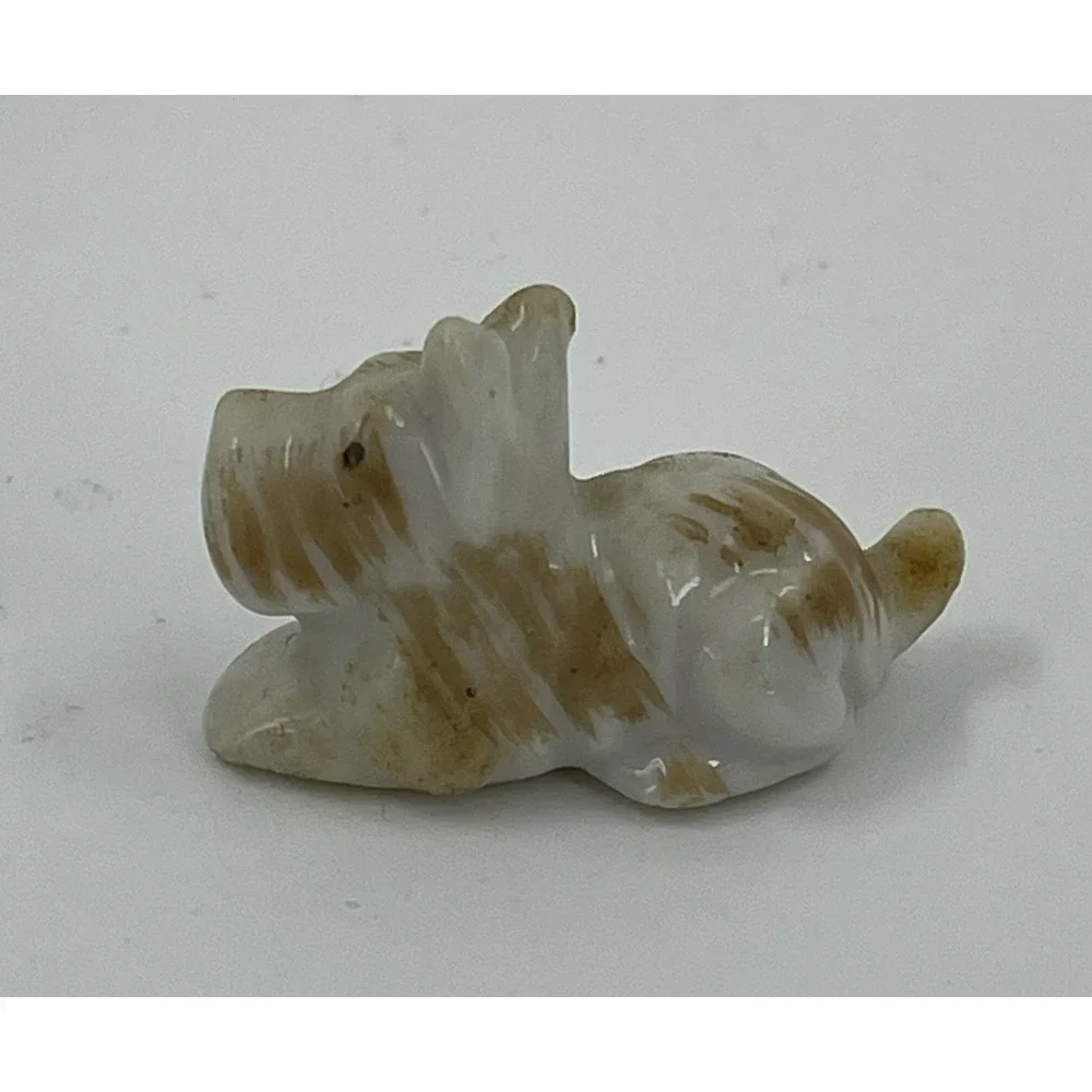 Terrier Small Dog w Puppies White Brown Occupied Japan Porcelain‎ Figurines HTF